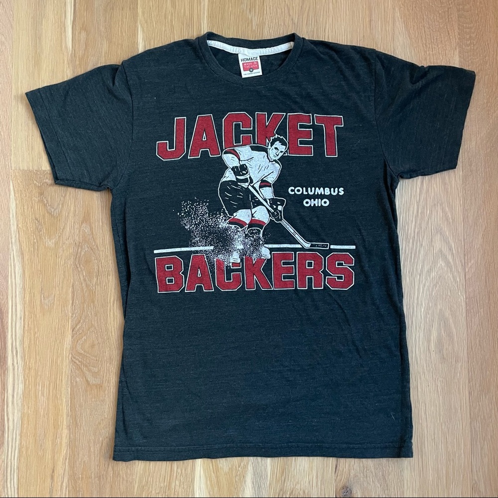 HOMAGE (M) “Jacket’s Backer’ Columbus Blue Jacket T-shirt